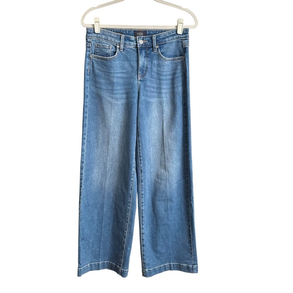 NYDJ‎ Teresa Wide Leg Jeans Water Canyon Wash Lift Tuck Modern Classic Size 4